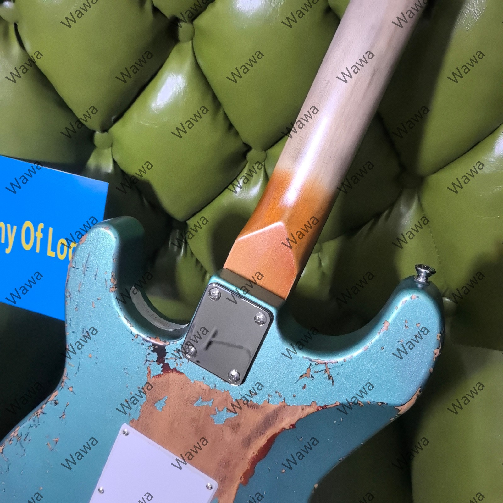 High-end SSS PickupsElectric Guitar Surf Blue Distressed Finish Ebony Fretboard