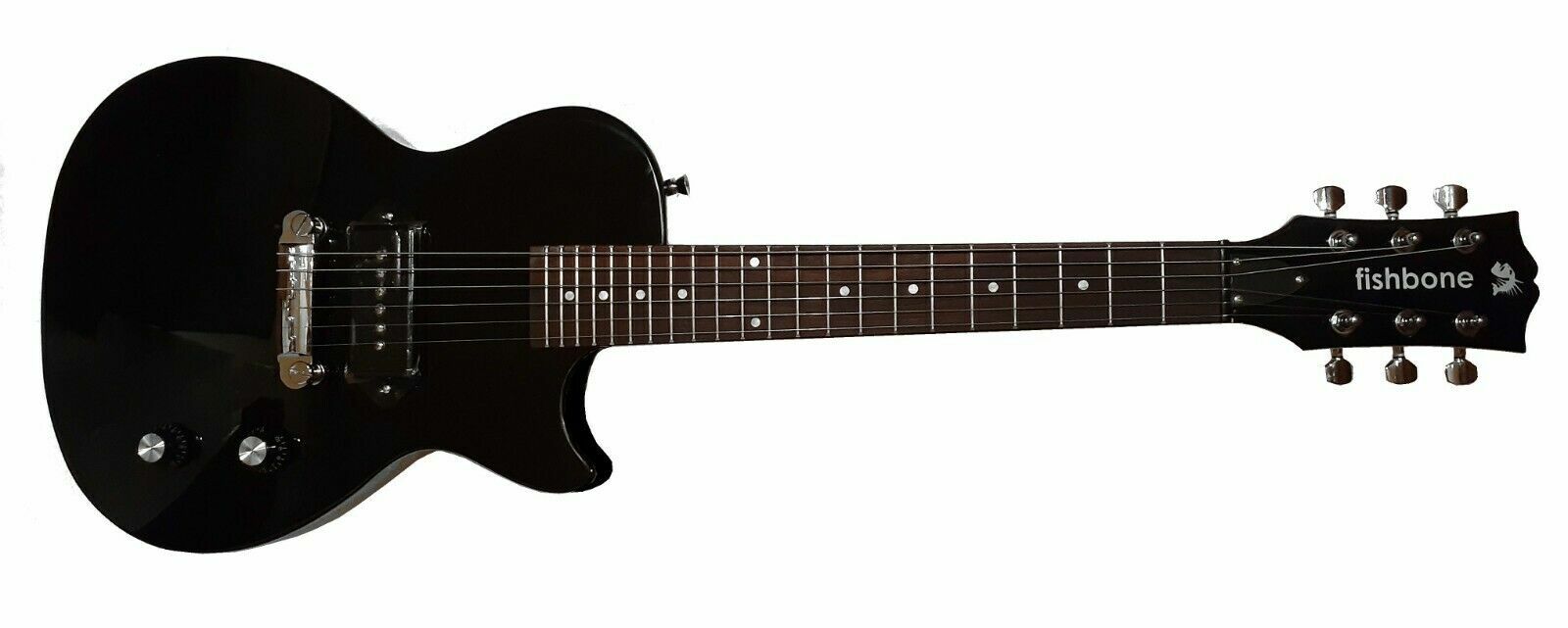 fishbone LP Jr. Black 32.5″ 3/4 Size Electric Guitar+Gig Bag,Cable,Strap Travel
