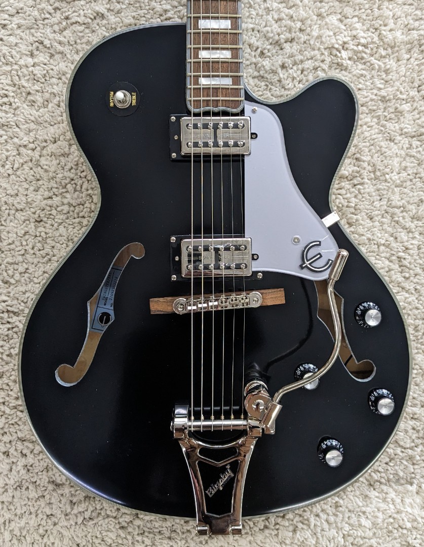 Epiphone Emperor Swingster Semi Hollow Guitar w/Bigsby, Black Aged Gloss