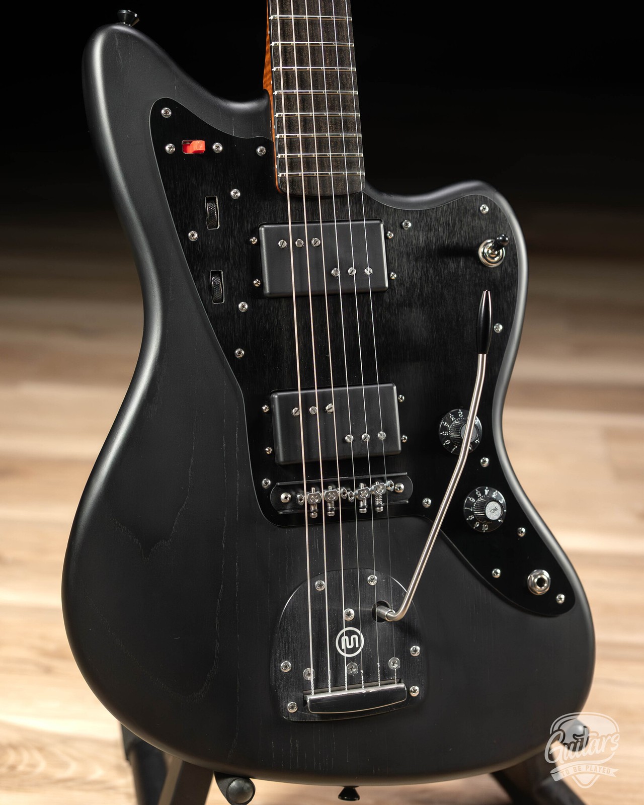 Shelton GalaxyFlite Ash Fralin WideRange w/ Flame Maple & Ebony – Pitch Black