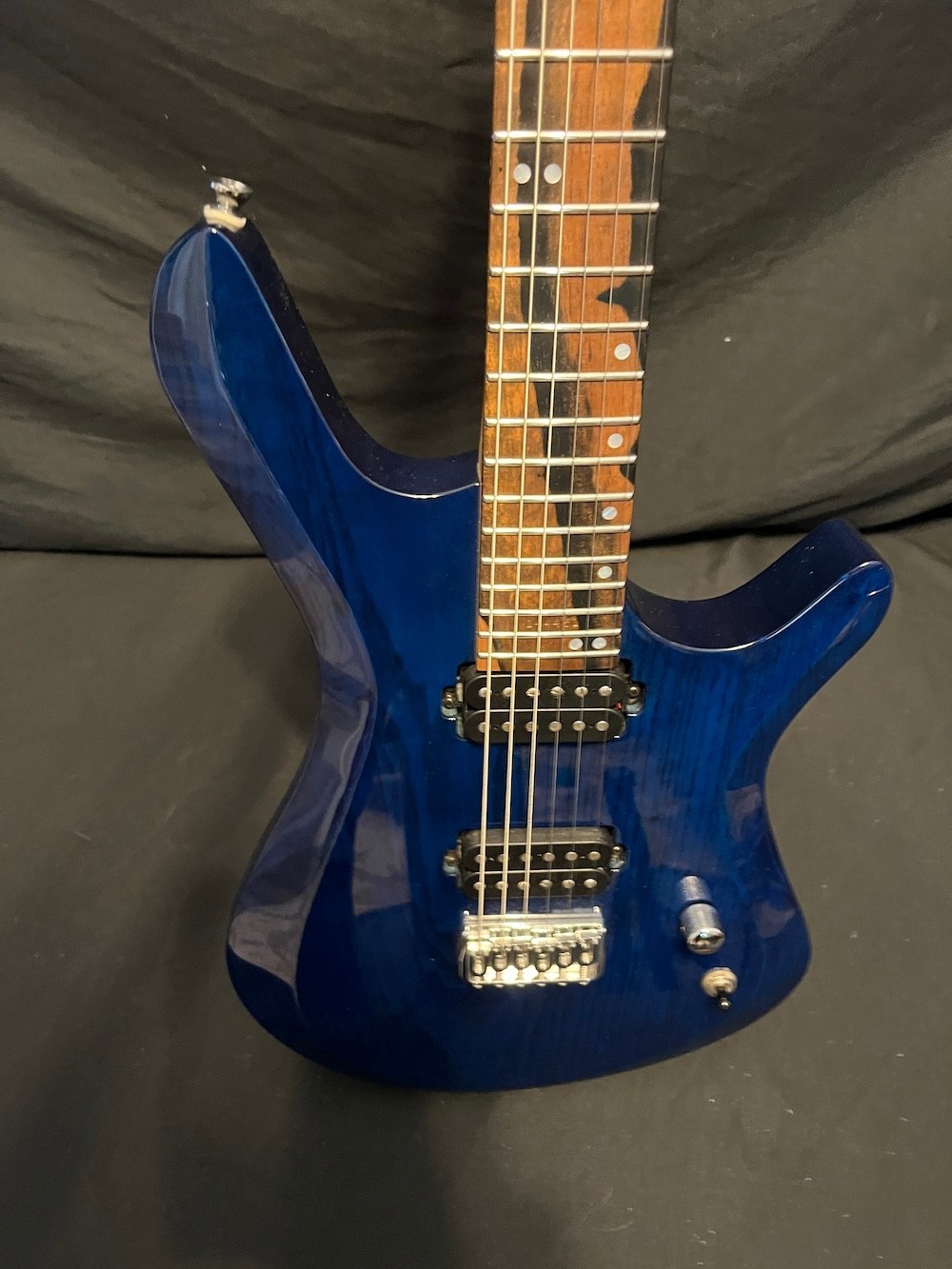 Kiesel Vanquish 6 Guitar See-Through Blue Swamp Ash-Zircote Board W/Case