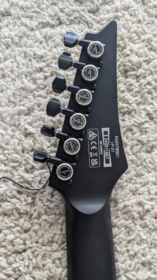 Ibanez RGRTBB21BKF Baritone Electric Guitar, Ebony Fretboard, Flat Black Finish