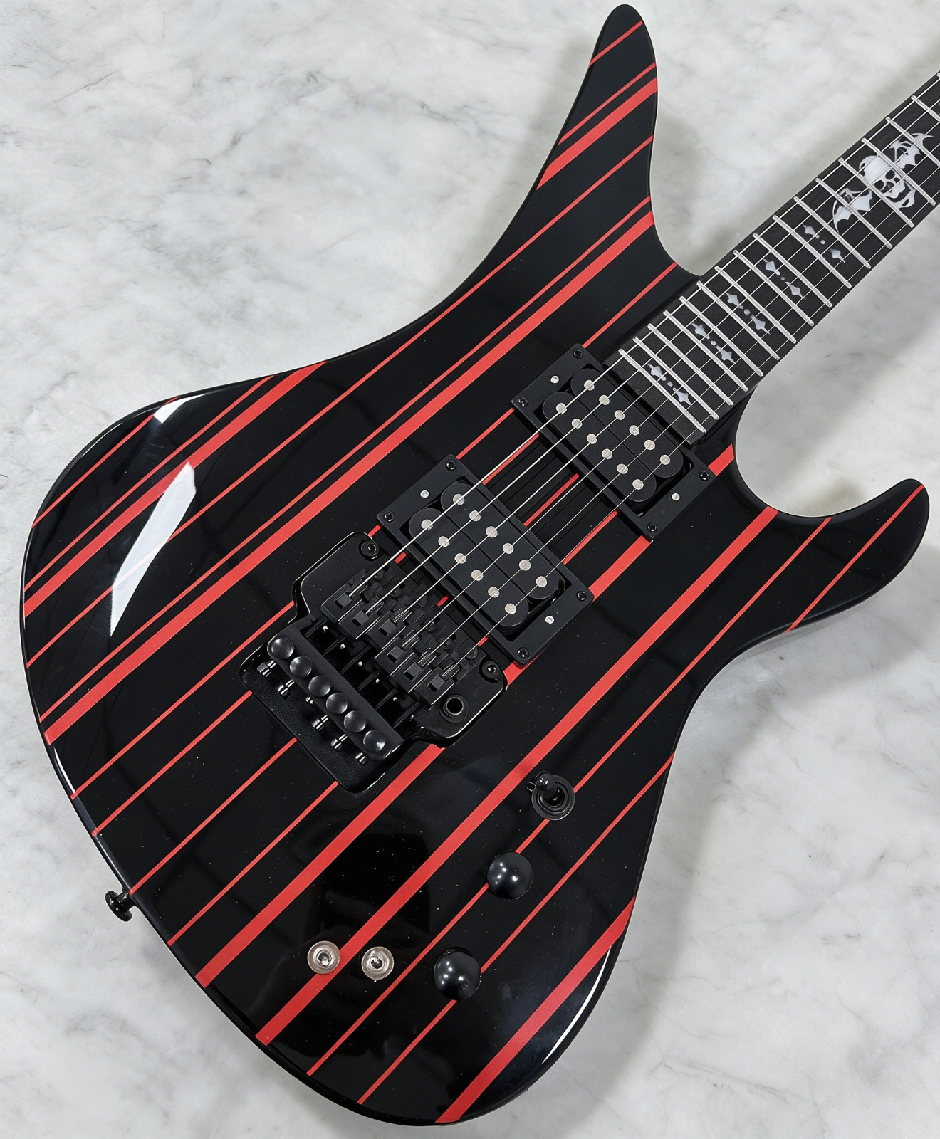 Black Red Striped Synyster Gates Style Electric Guitar HH Pickups Floyd Rose