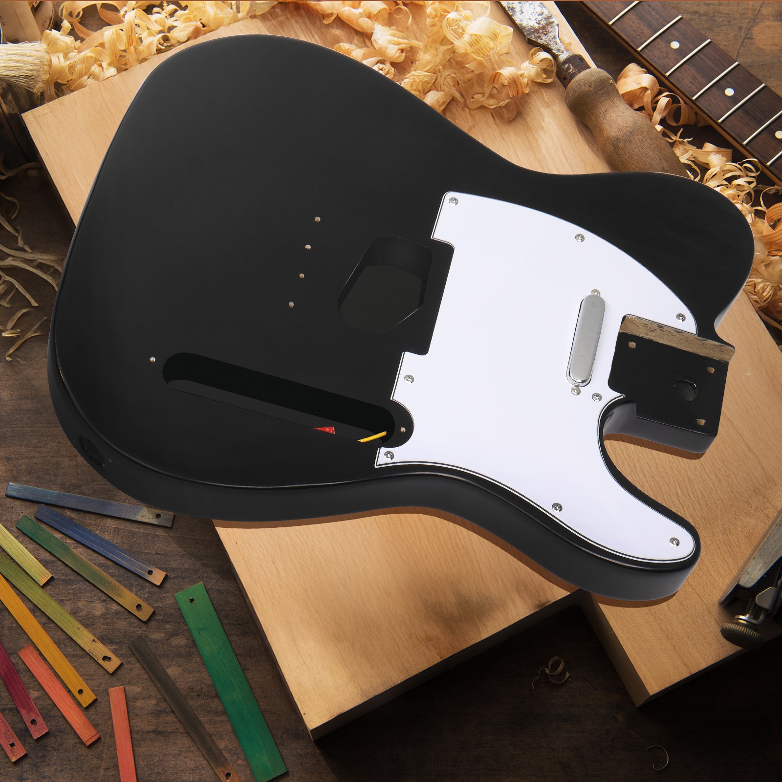 DIY 6 String TL Style Electric Guitar Kits with Mahogany Body Accessories Black