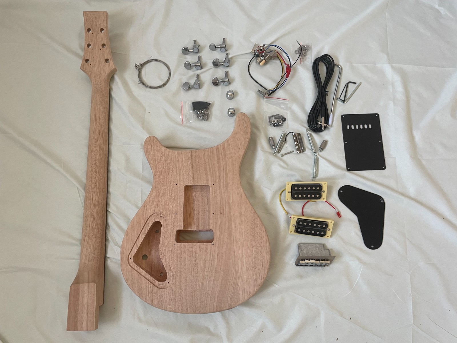 Double Swing DIY Electric Guitar Kit 24 Fret Maple Veneer Lower Flyer Inlay
