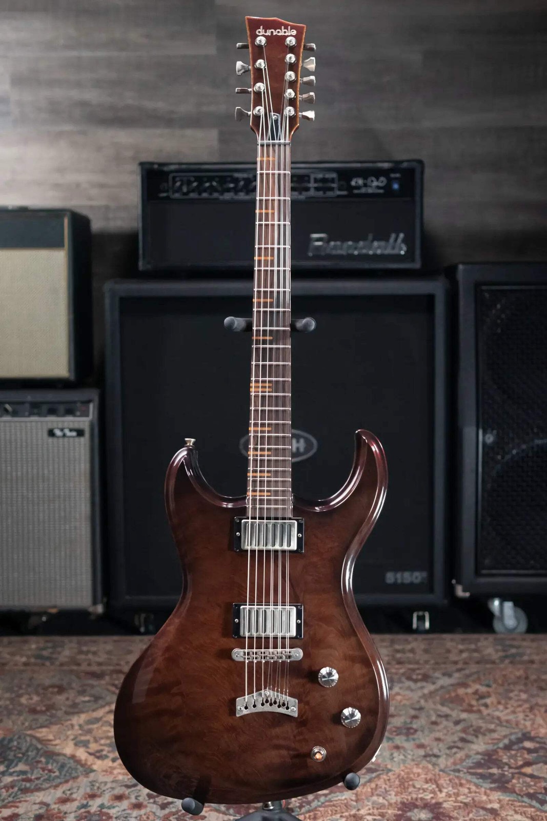 Dunable Custom Gnarwhal 9-String 1-Piece Curly Redwood Electric Guitar – Charcoa
