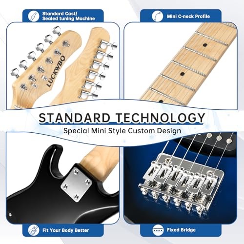 30 Inch Kids Electric Guitar Beginner Kits ST Style Mini Black and Blue