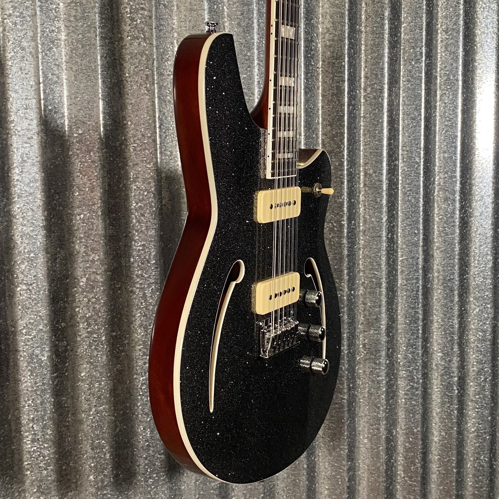Reverend Airwave 12 String Black Sparkle Semi Hollow Guitar #71265