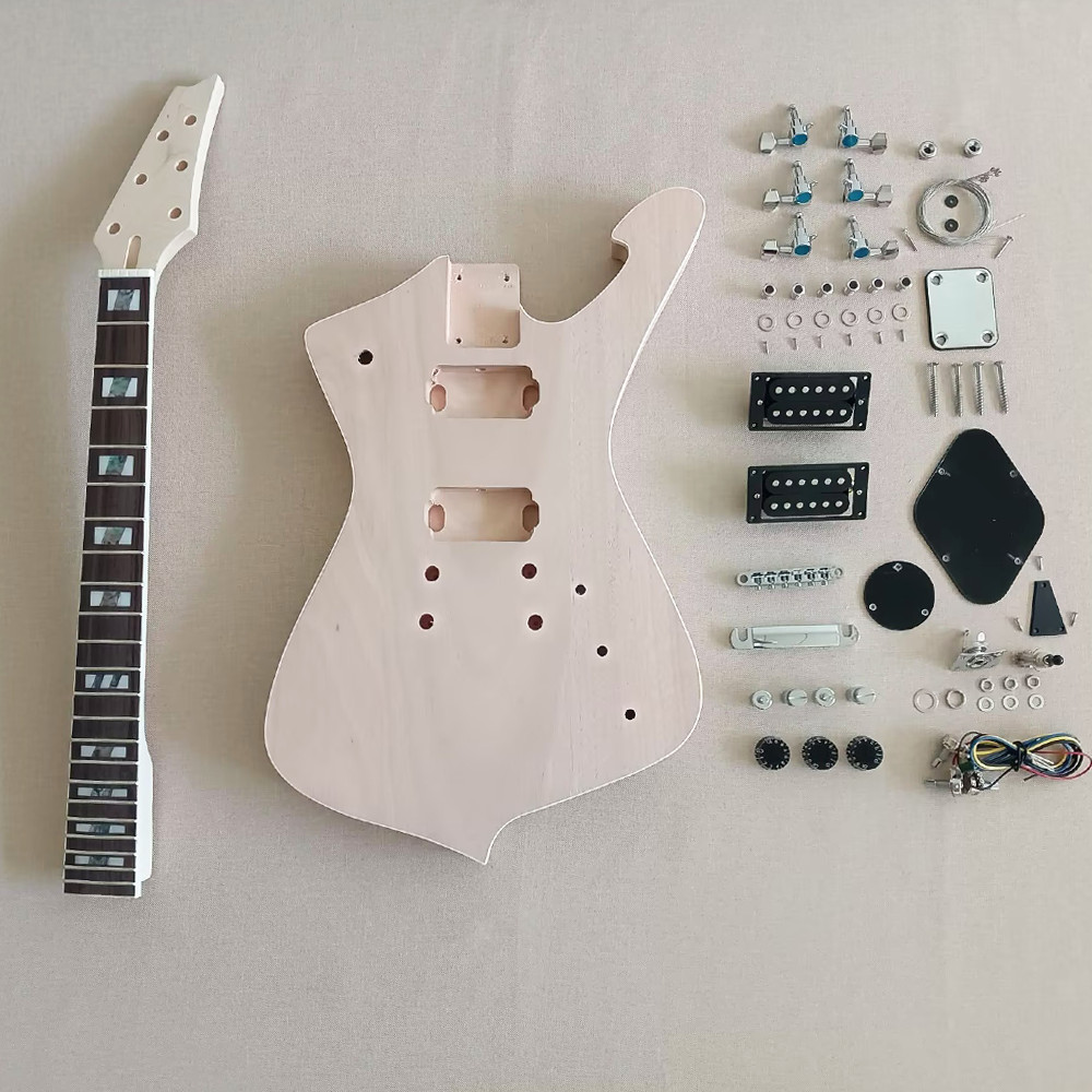 6 String DIY CR hardware Electric Guitar Kit Mahogany Body Rosewood Fretboard