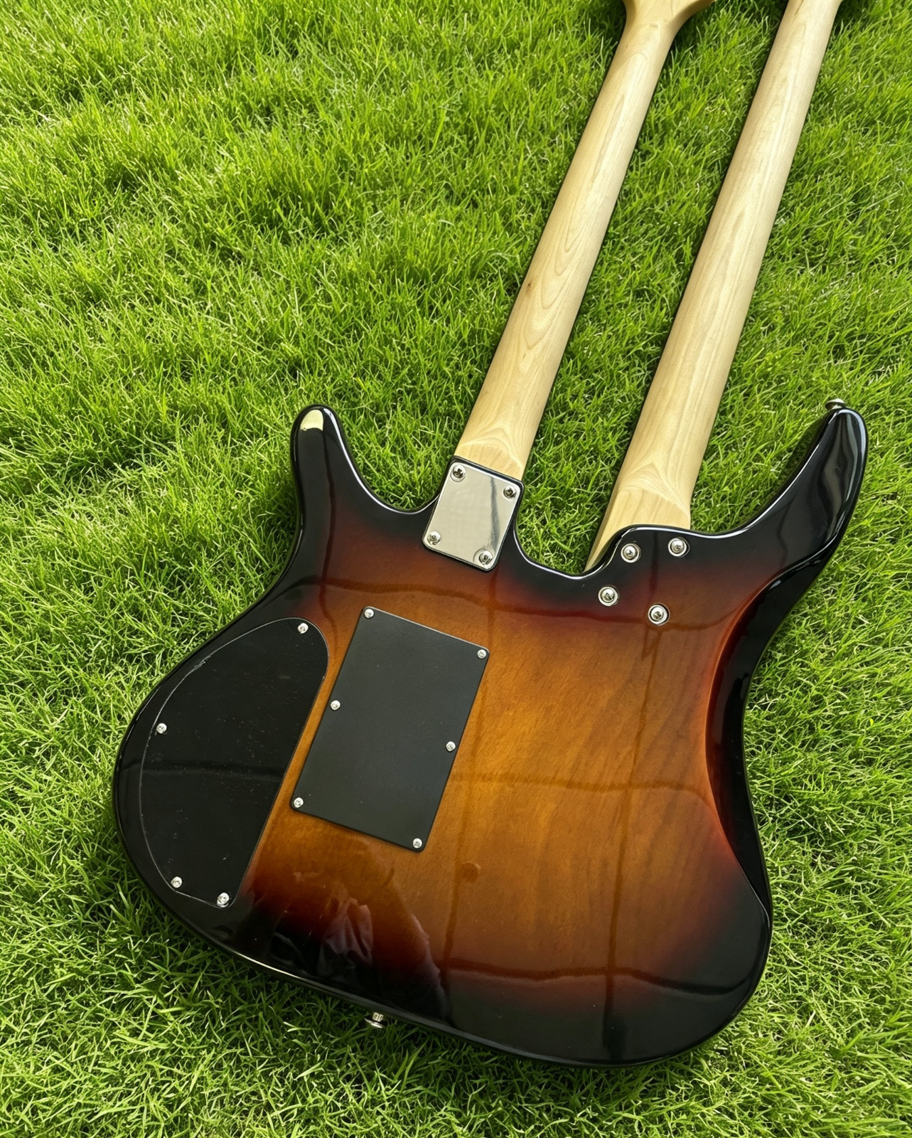 US Warehouse Sunburst Double Neck Guitar Bass Combo 6+4 Strings Solid Body