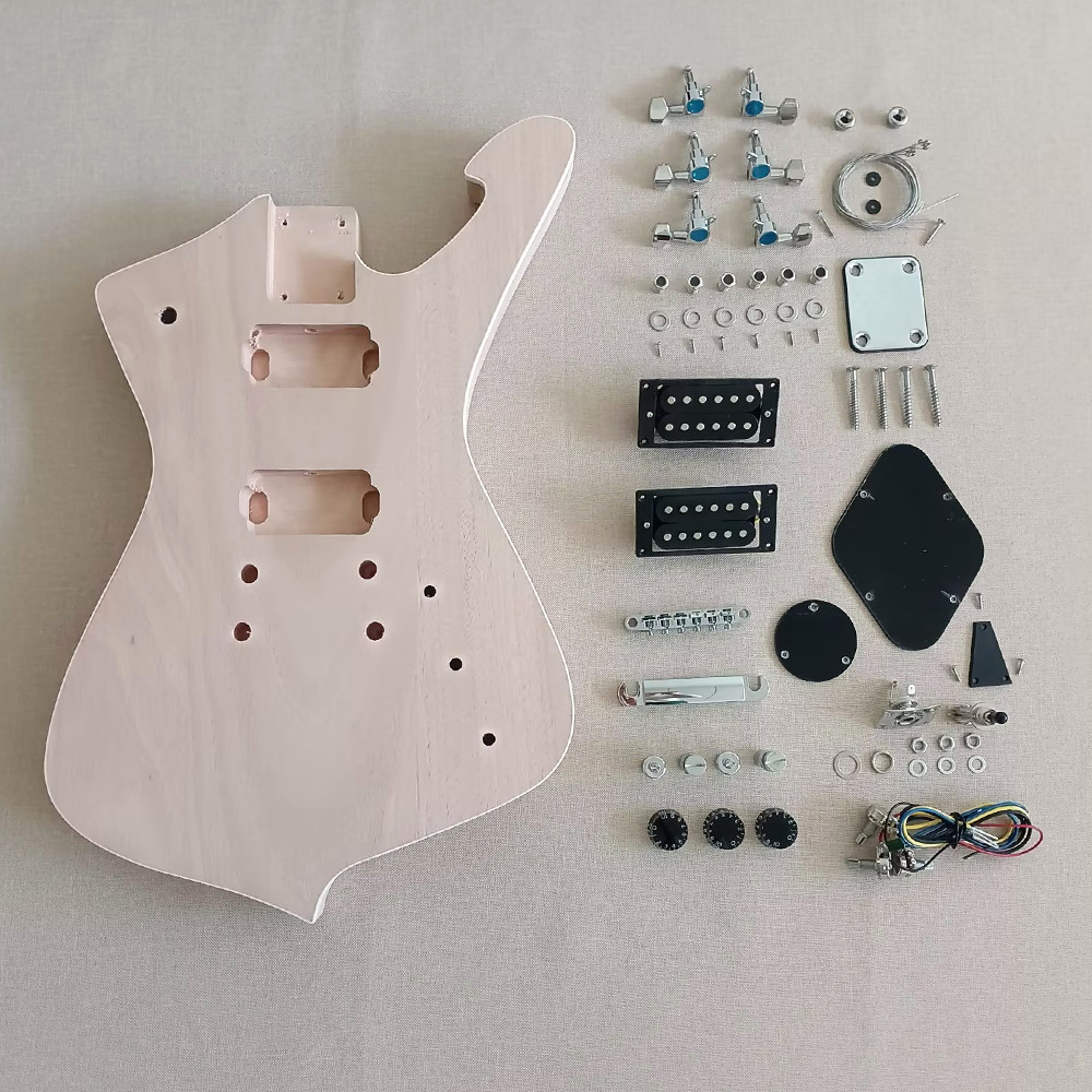 6 String DIY CR hardware Electric Guitar Kit Mahogany Body Rosewood Fretboard