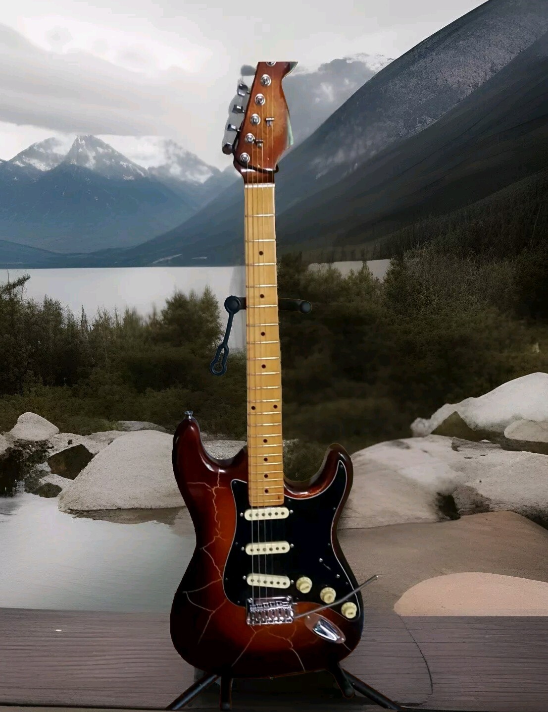 Strat style Electric Guitar Fender Parts Coffee Brown Gold Burst Crackle
