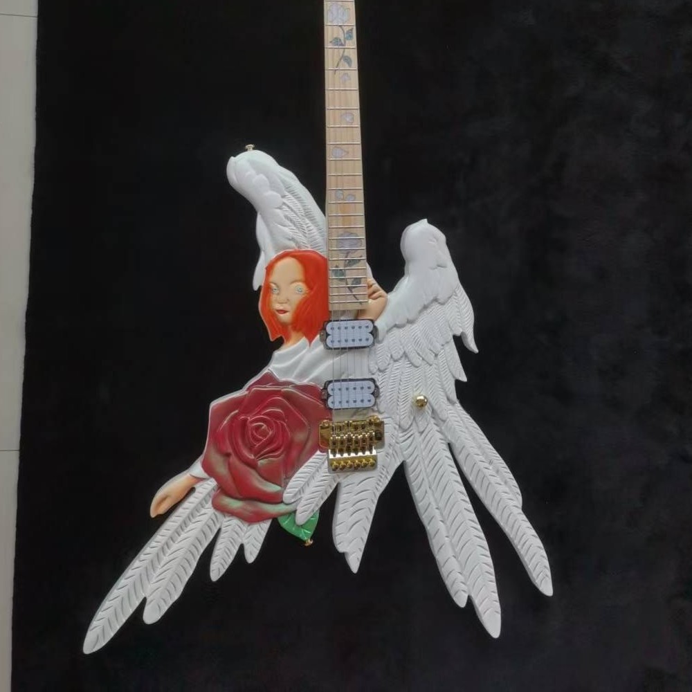 Angel 22 Frets Electric Guitar Rose Inlay Body Abalone Flower Inlay Fretboard