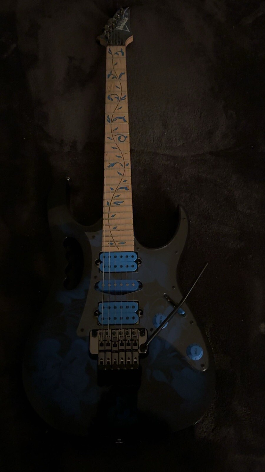 Blue Ibanez JEM77PBFP 6. Lightly Used, Set Up, New Strings, Smoke Free Home.