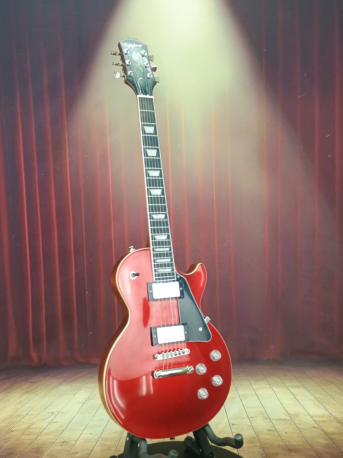 epiphone les paul 60’s Modern Candy Apple Red Top With Mohongey Back Black Pickg
