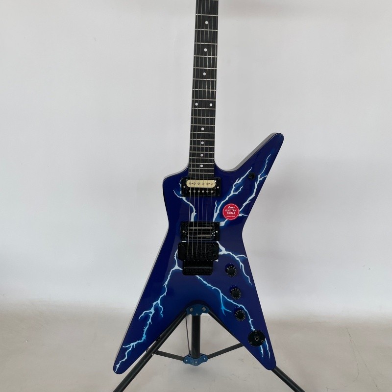 ML 79 Darrell Blue Lightning Electric Guitar HH Pickups Brown Rounded fret Edge