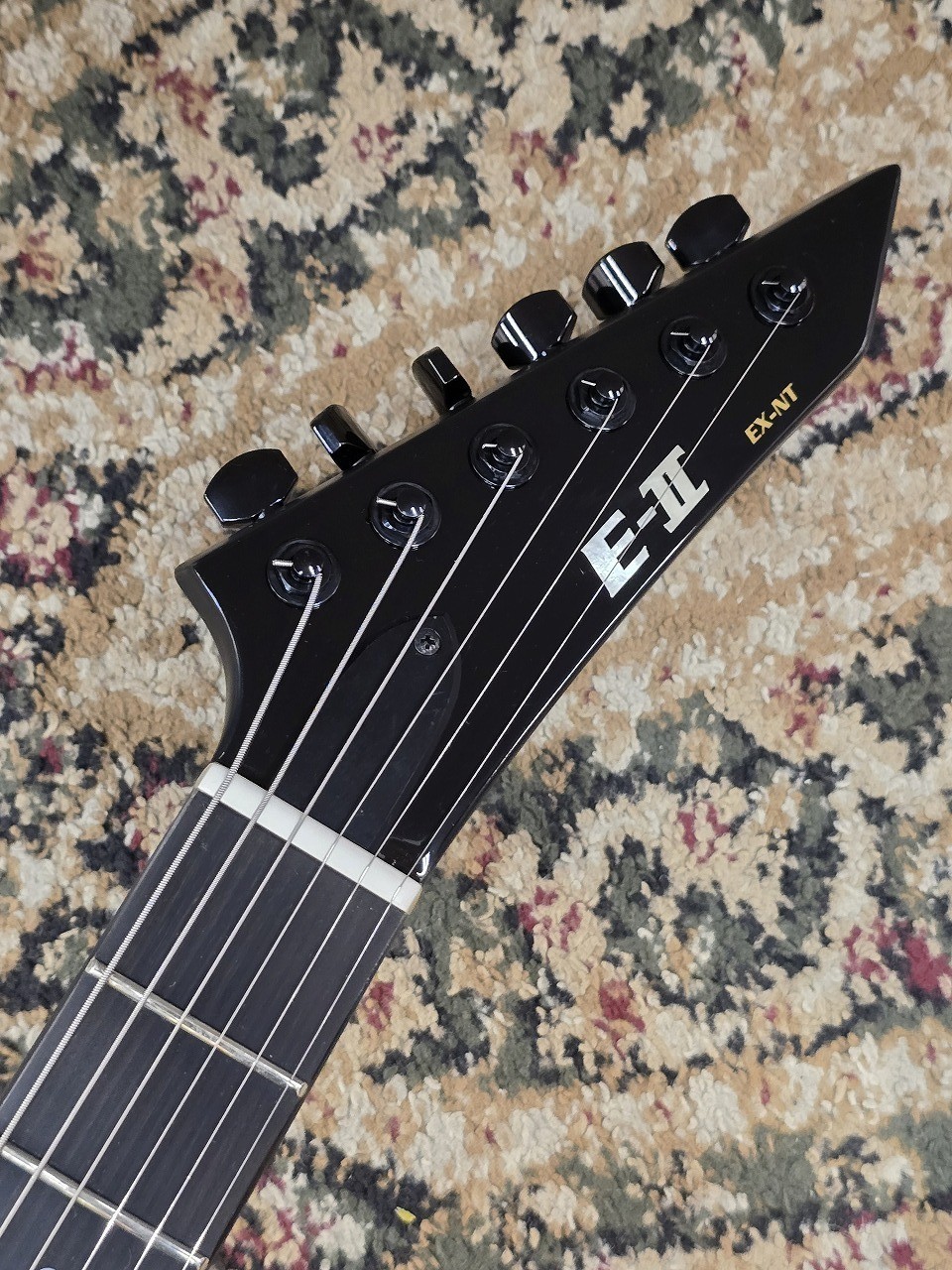 [E-II] EX-NT Black Made in Japan Solid Body Electric Guitar With Soft Case Used