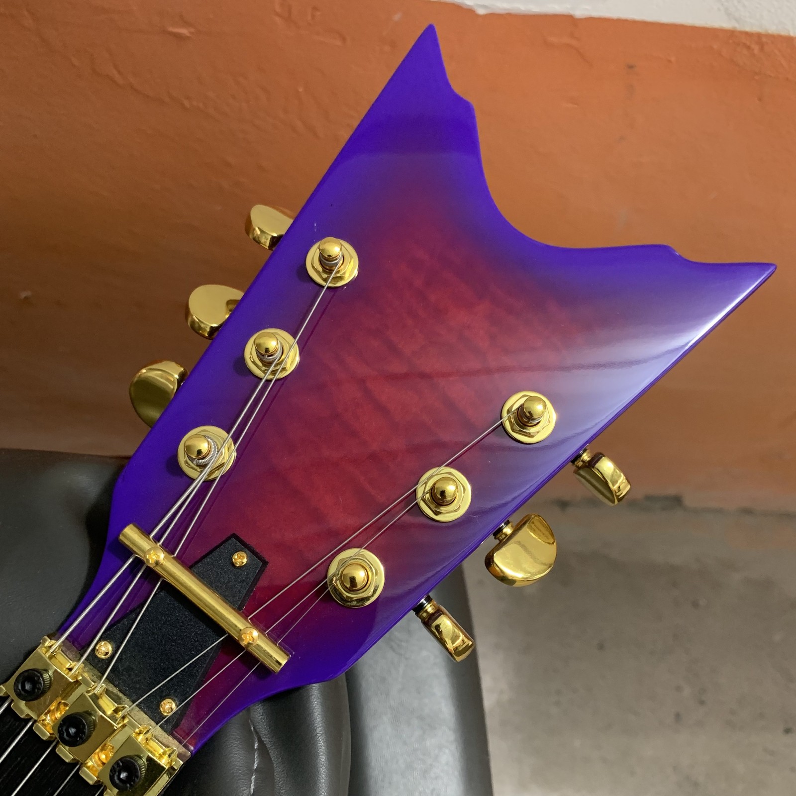 Purple Red Burst Razor V Electric Guitar for Metal Hard Rock Players HHFR Bridge