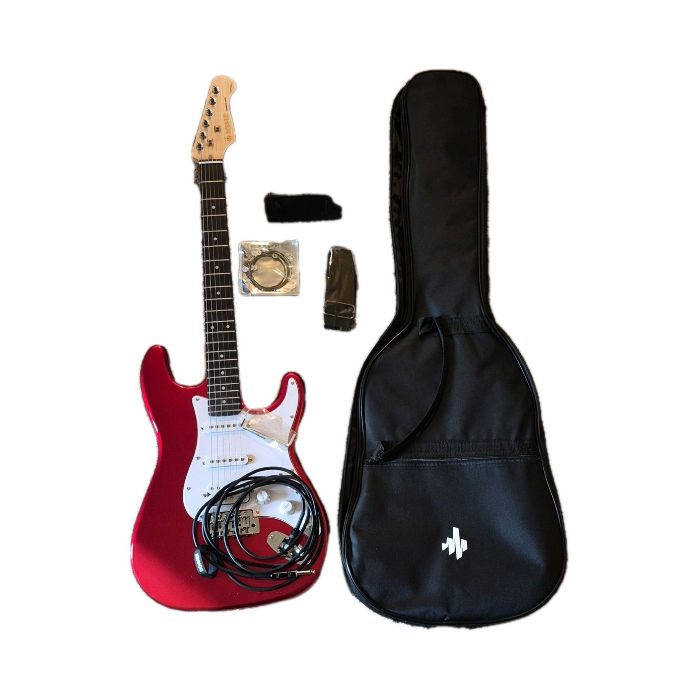 Red Electric Guitar, Gig Bag, Cable, Strap, Picks, Spare Strings, 6 String