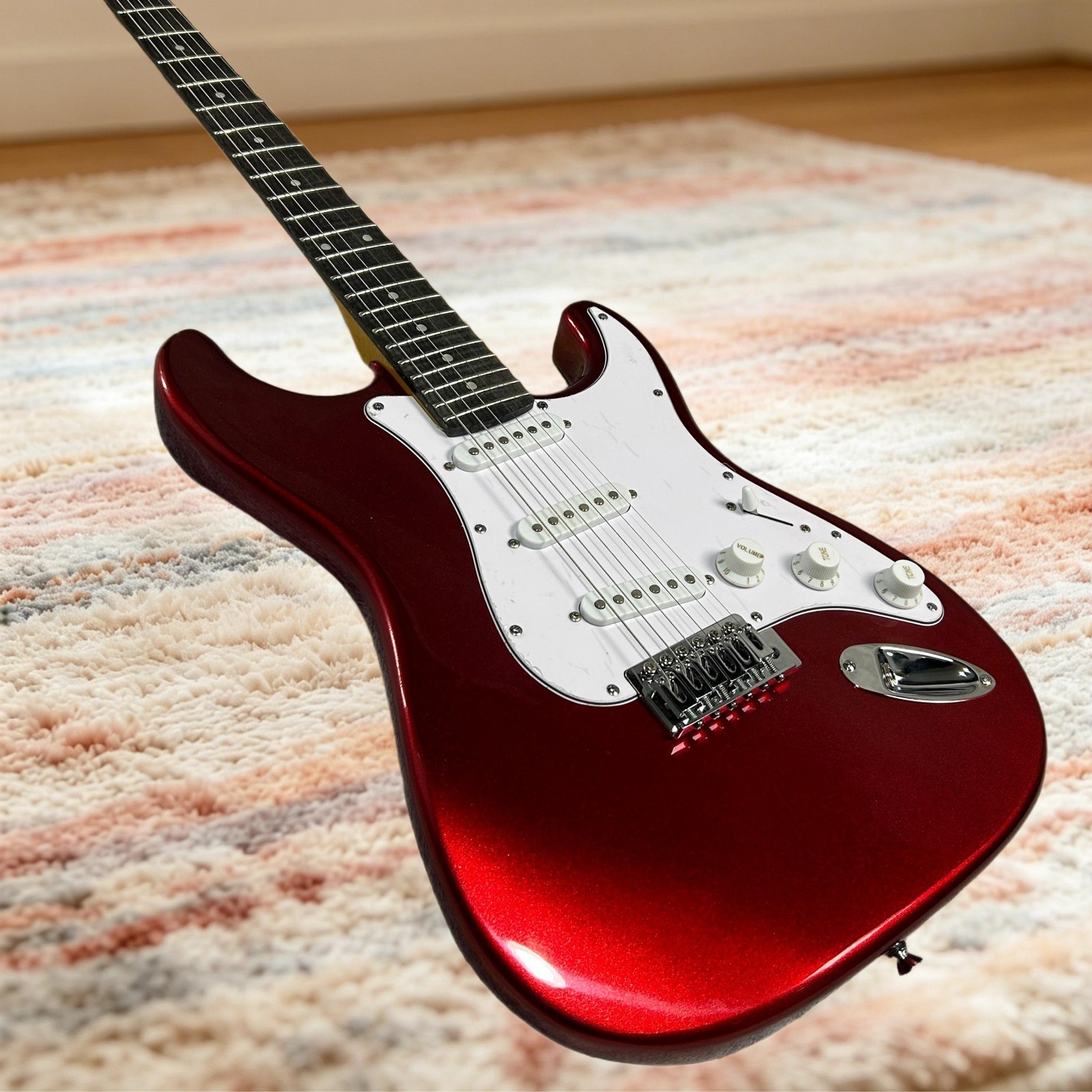 ST Electric Guitar Metallic Red Color Scalloped Rosewood Fretboard Big Head