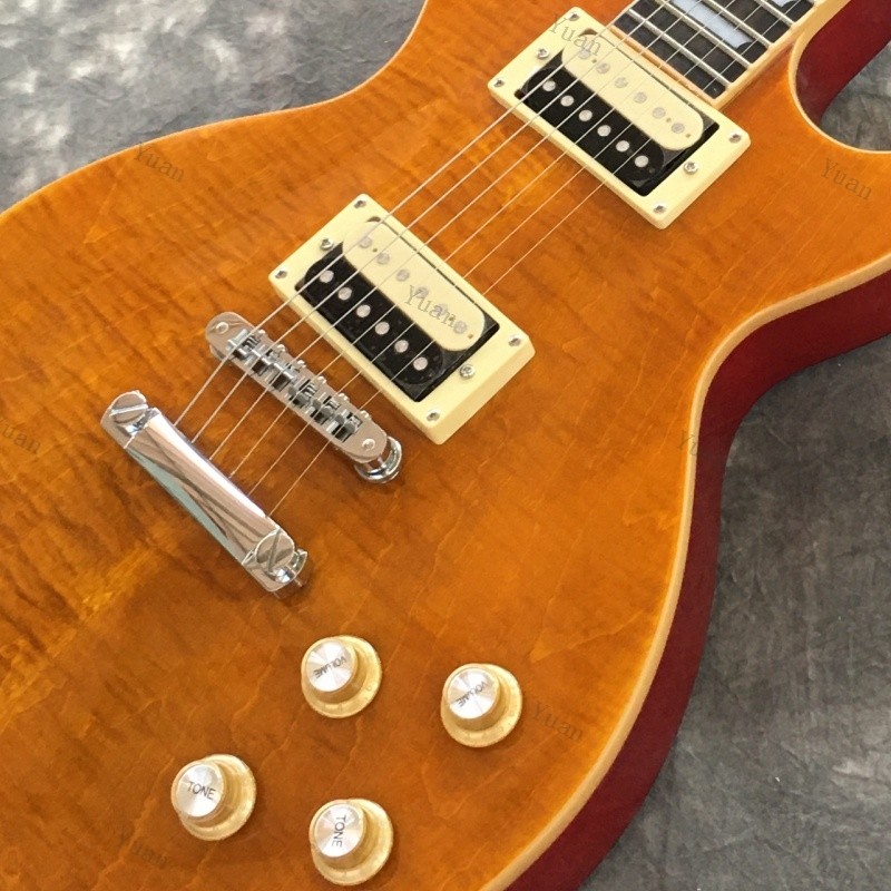 Solid Body Electric Guitar Flame Maple Top Red Back HH Open-Coil Pickups 2V 2T