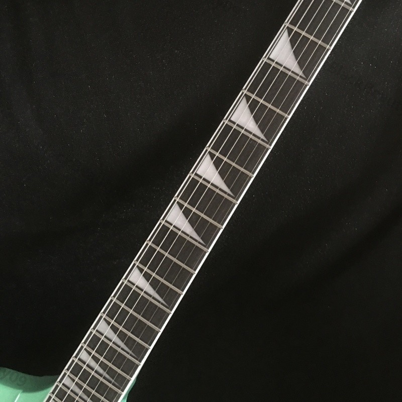 Solid Body Electric Guitar Stainless Rounded Fret Edge Green Humbucker Black HW