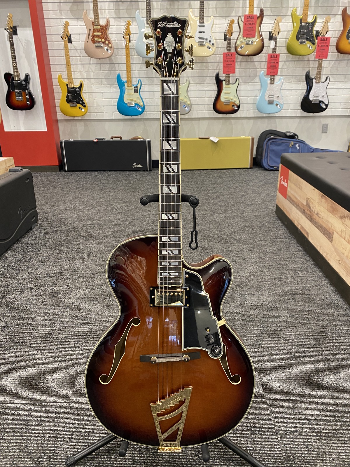 Excellent D’Angelico Excel 16 Hollowbody Electric Guitar, Ebony Fingerboard, Dar