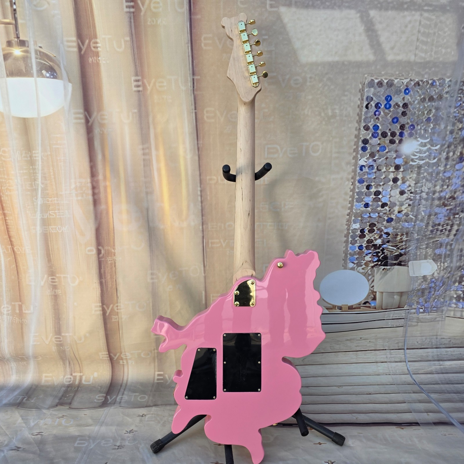 Hot Pick Pink Anime Custom Electric Guitar Unique Human Figure Shape 24frets