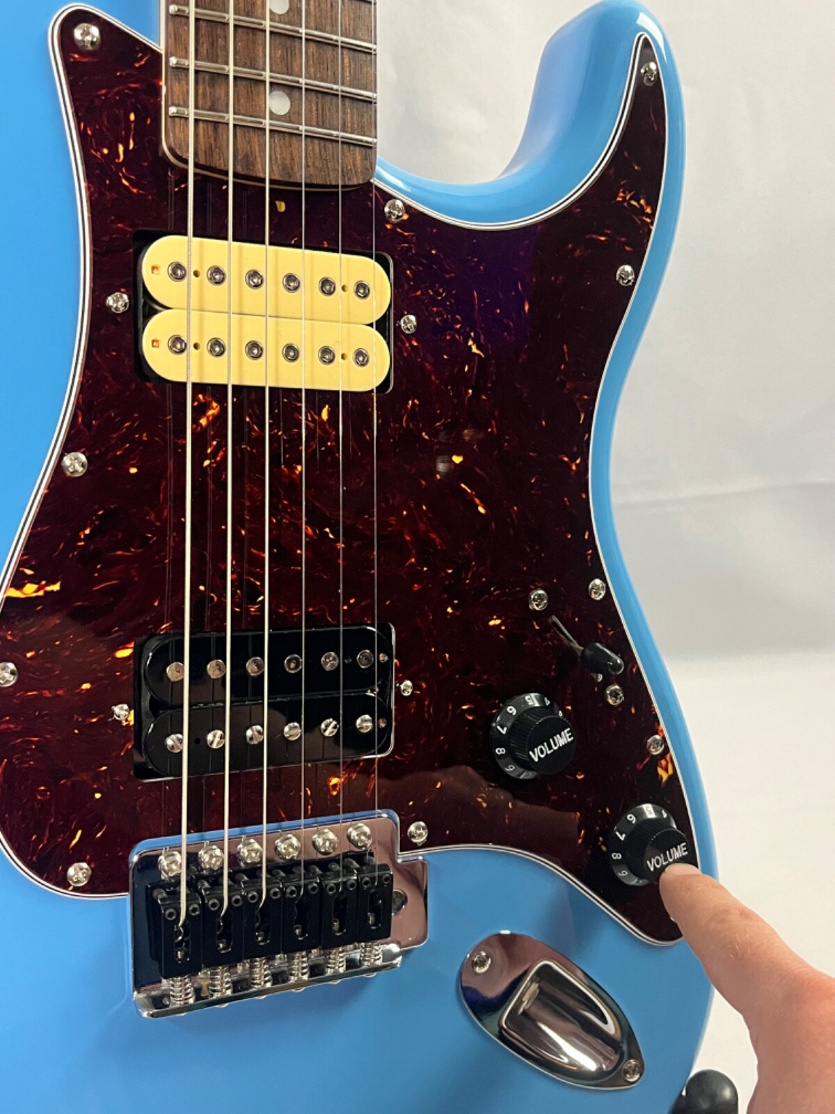 Sonic Blue Weezer Strat W/ Lightning Strap Replica “Black Ice Mod” & Pro Set-up
