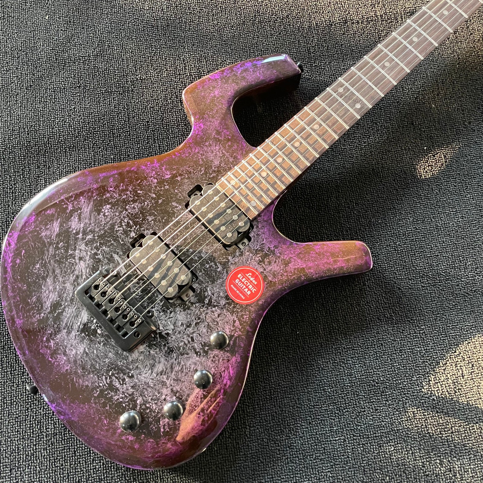 ​Purple Crackle Finish Electric Guitar Solid Body HH Pickup Stainless Steel Fret