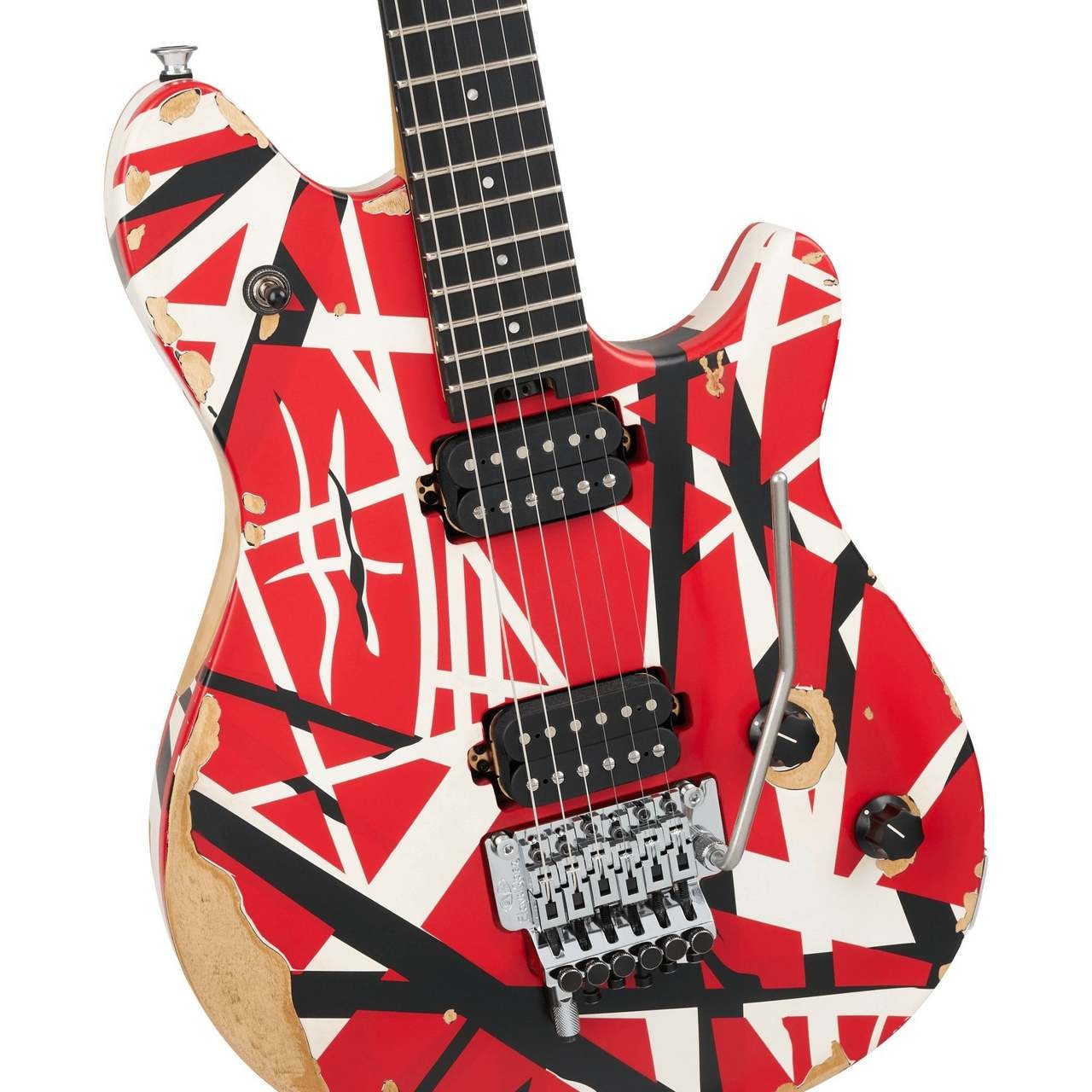 EVH Limited Edition Wolfgang Special Striped Series Ebony FB Red Black and White