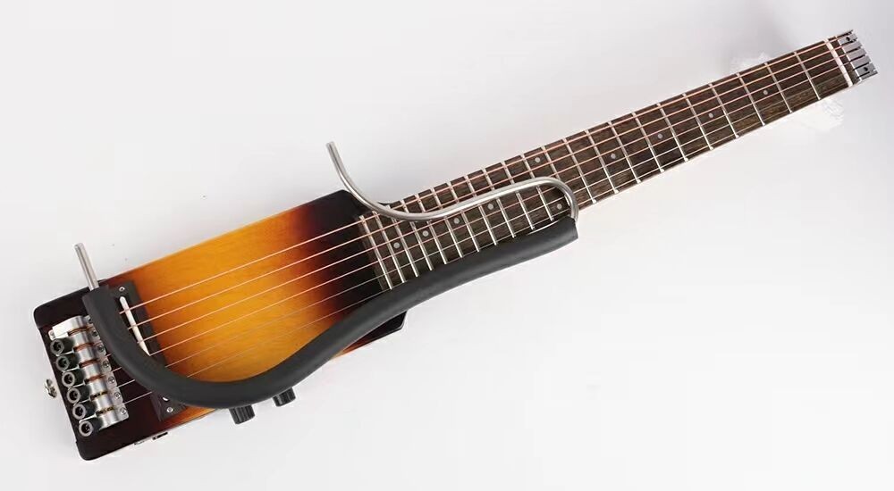 electric acoustic guitar Ultra Short Headless silent travel portable in sunburst