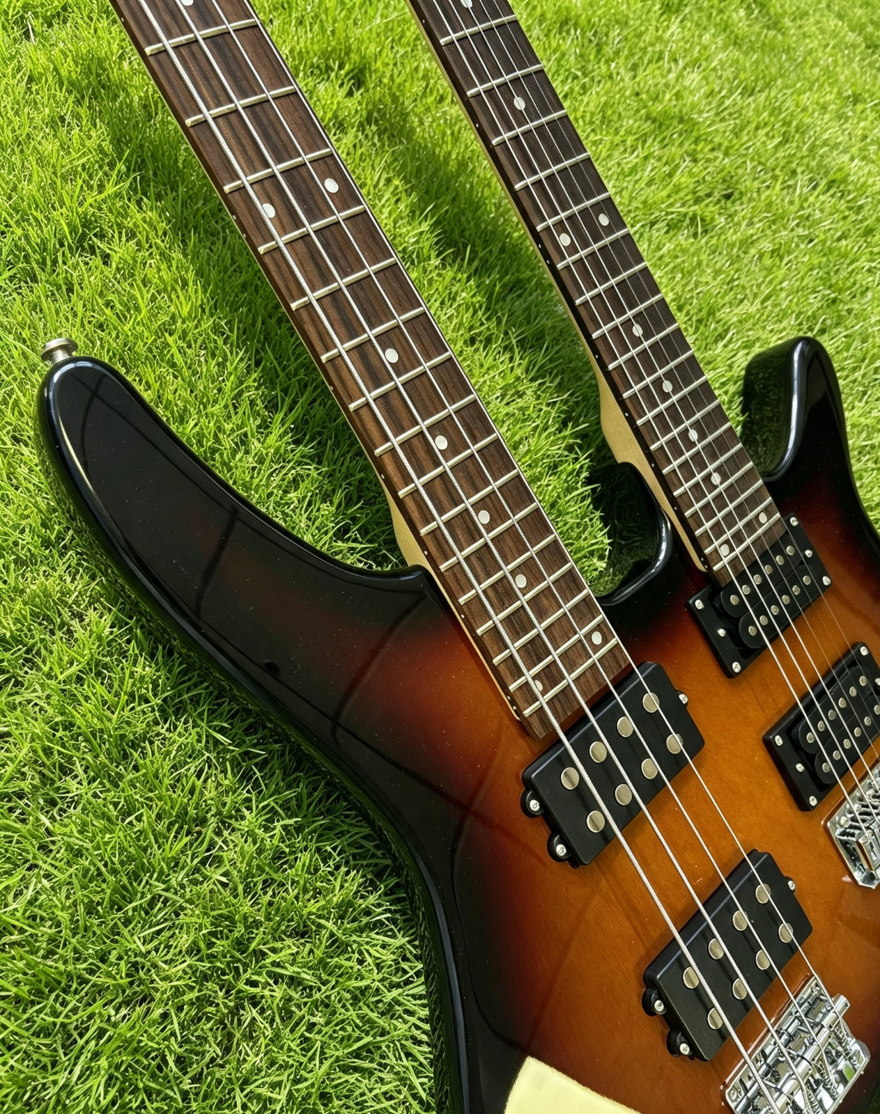 US Warehouse Sunburst Double Neck Guitar Bass Combo 6+4 Strings Solid Body