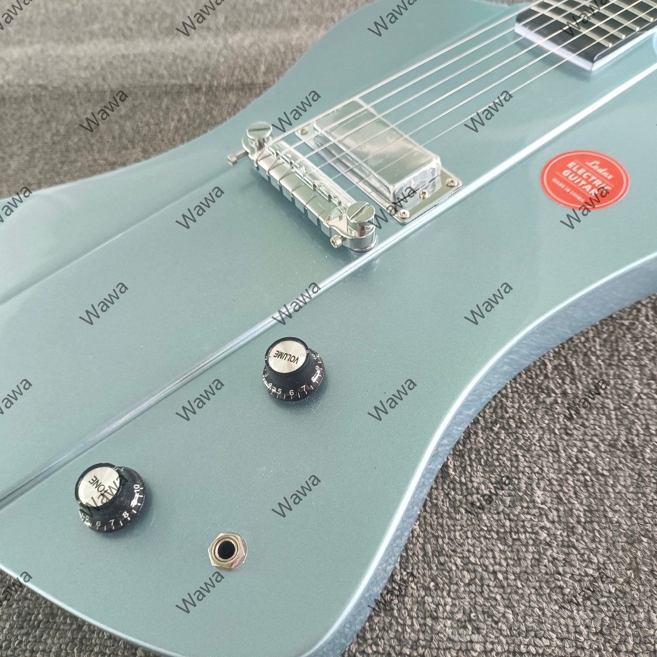 Gloss Ice Blue Electric Guitar Minimalist Solid Offset Body Chrome Hardware