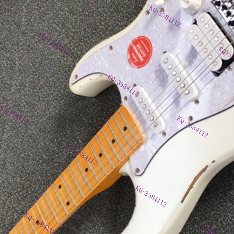 Solid Electric Guitar Stainless Rounded Fret Edge SSH Pickup Vintage Aged White