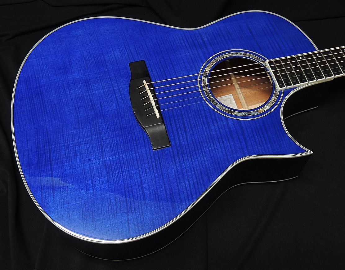 Electric Acoustic Guitar Morris TC-16 SBU Hand Made Premium See-Through Blue