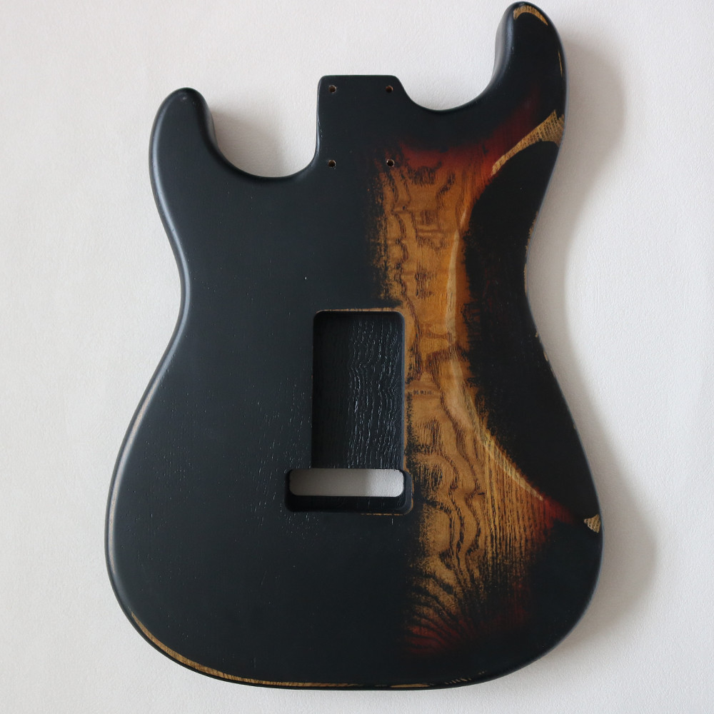 Heavy Relic Electric Guitar Kit Unfinished Elm Body 57MM Pocket In Black