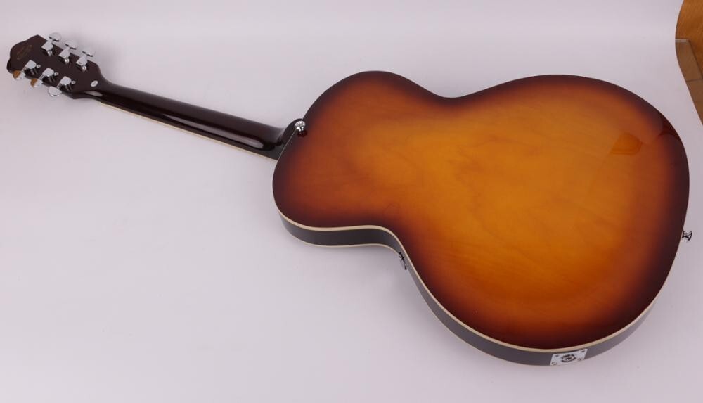 Electric jazz guitar semi hollow body f hole maple neck rosewood FN P90 sunset