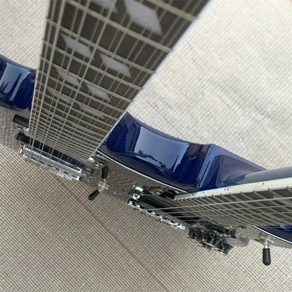 Blue 12 & 6 Strings Slash Double Neck Electric Guitar Split Parallelogram Inlay