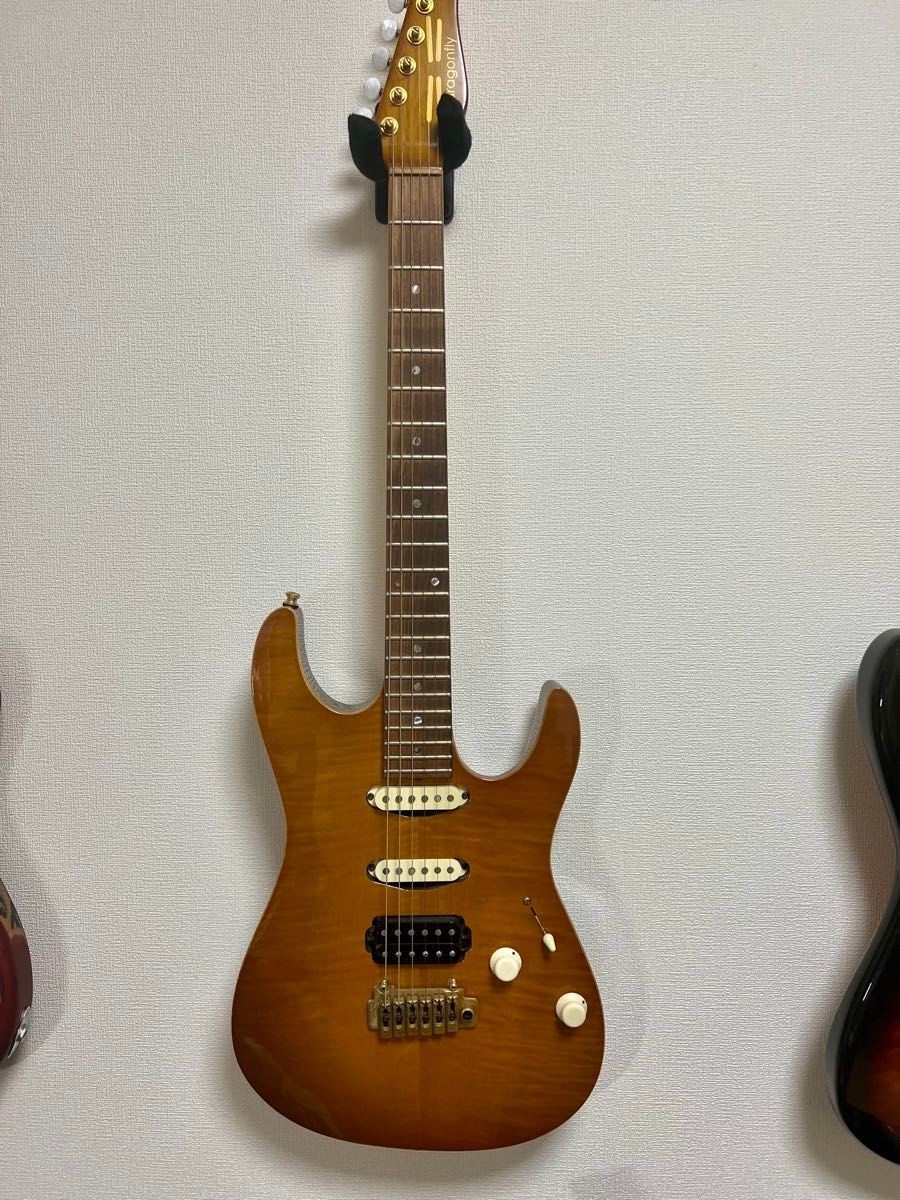 Dragonfly HI-STA Flame Maple Top Mahogany Back Parel Harp Fret Guitar
