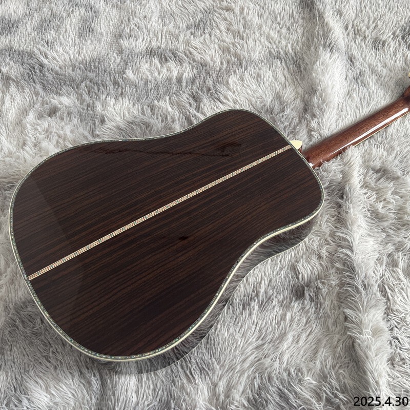 Acoustic guitar D45 Solid spruce board top abalone binding and inlay bone nut an
