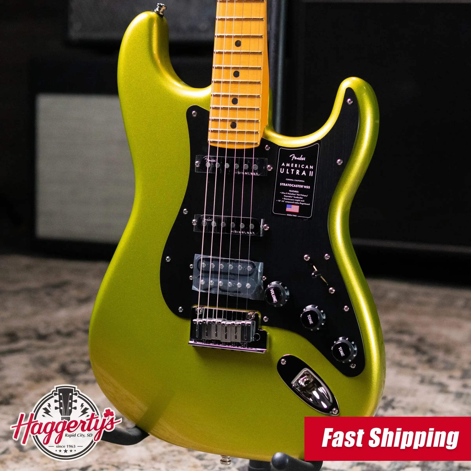 Fender American Ultra II Stratocaster HSS Electric Guitar – Solar Flare with Har