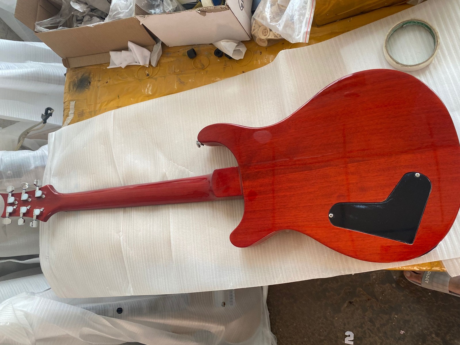 Custom Flame Maple Top Orange Brown Burst Electric Guitar 22 Frets Chrome Bridge