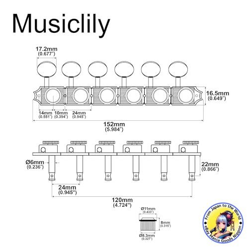 MUSICLILY Pro Vintage Style 6 Inline Guitar Locking Tuner Squier Strat Tele