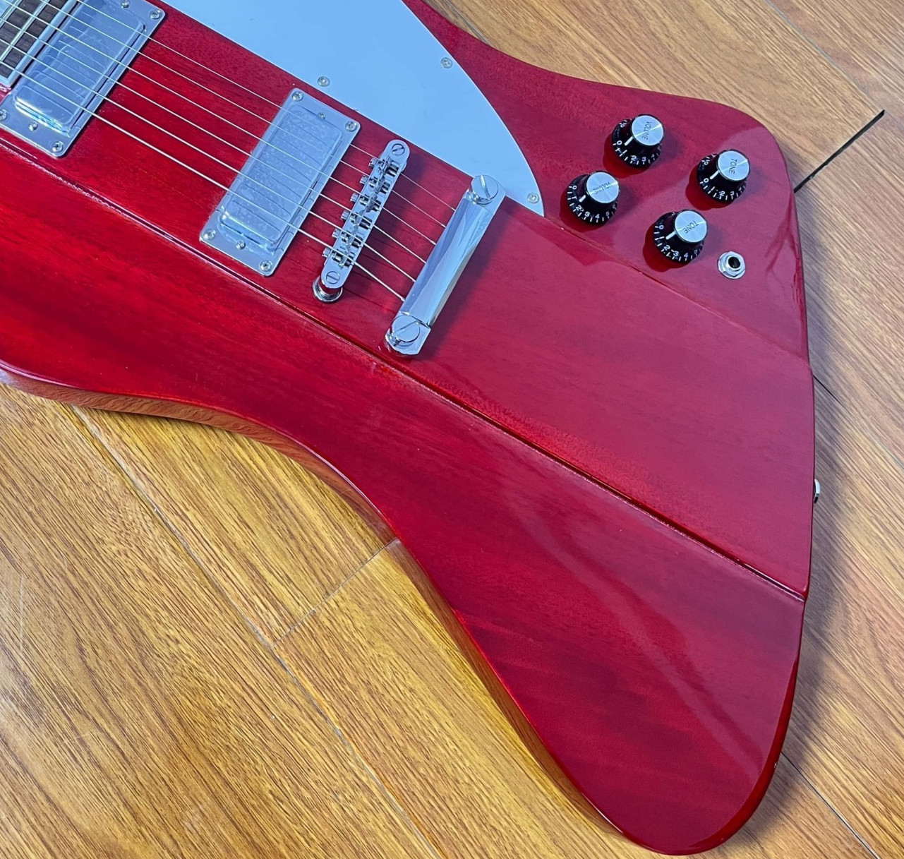 Vintage Fire Bird Cherry Red Electric Guitar MINI HH Pickups 6Strings Ship US