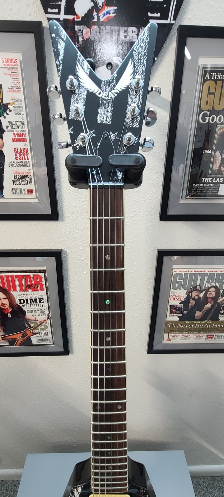 Dean V 79 Black with Custom USA Flag Guitar Skin! Great Cond, Sounds Awesome!