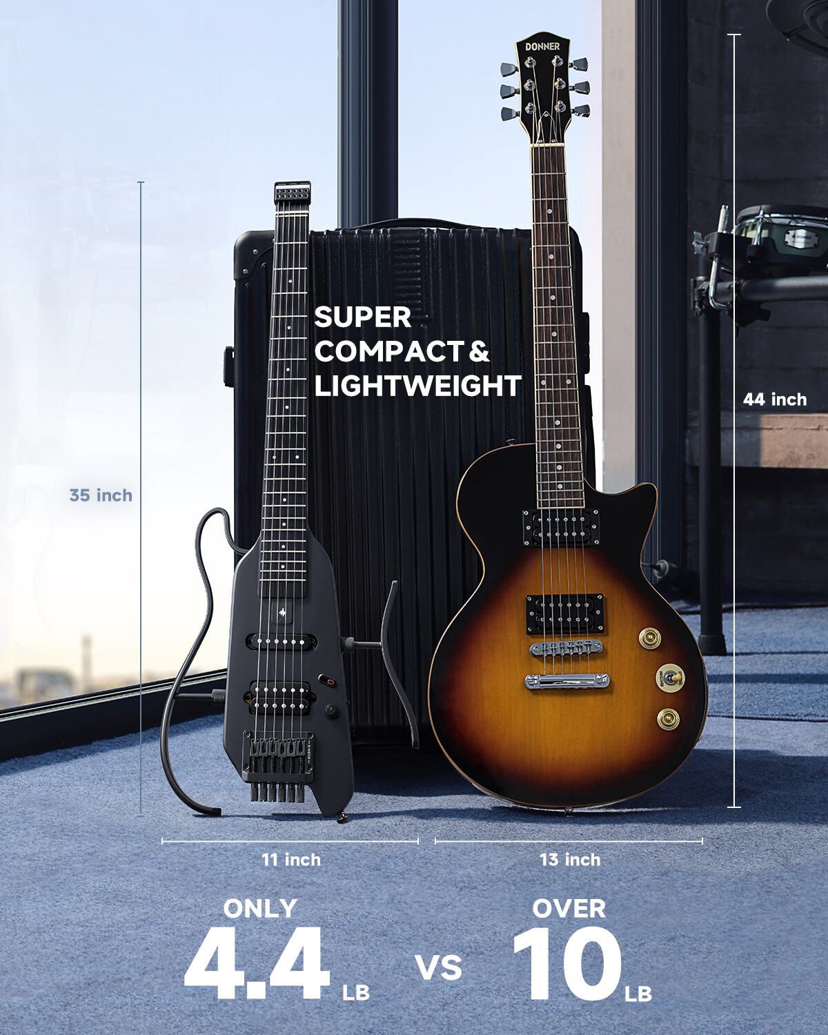 Donner HUSH-X Guitar For No-Amp All-in-One Headphone Jam Output