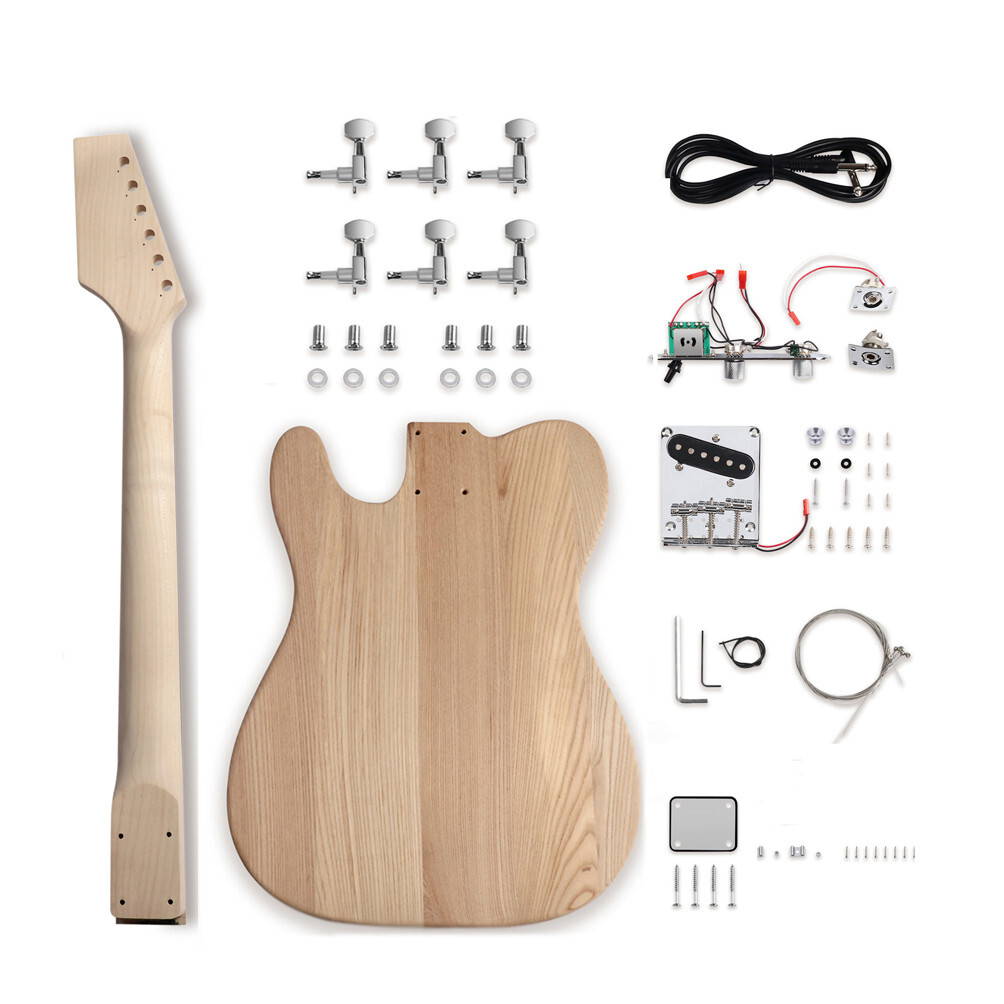 DIY Electric Guitar Kit 6 String Ash Body Hard Maple Neck Rosewood Fingerboard