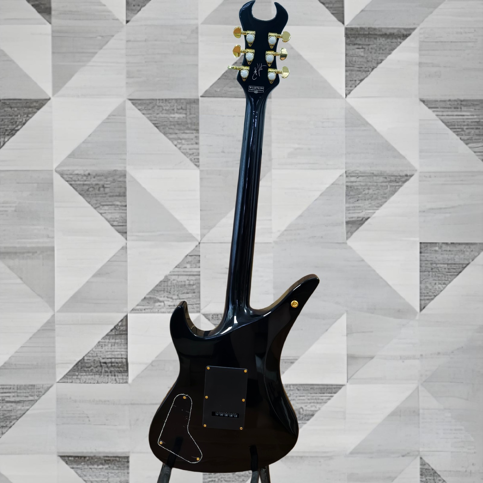 Schecter Synyster Gates Custom-S Electric Guitar – Black with Gold Pinstripes