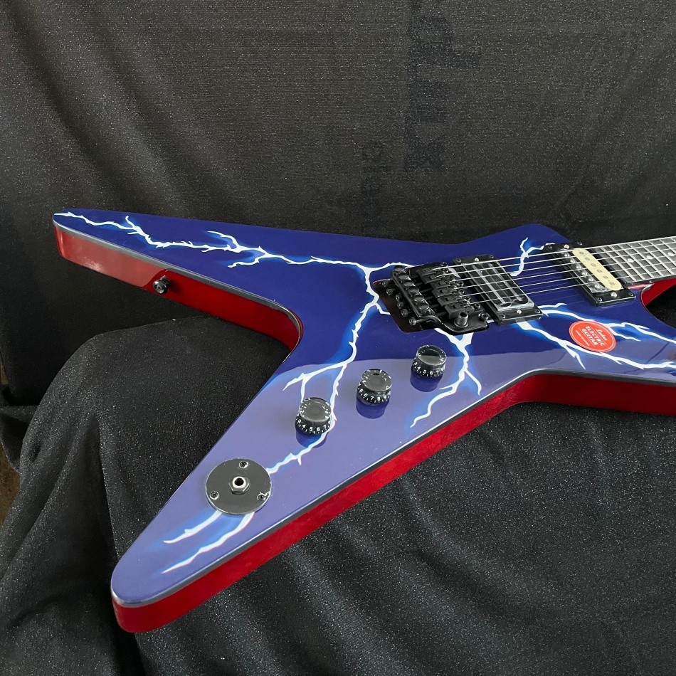Blue lightning Electric Guitar Maple Neck HH Pickup Black Hardware Solid Body